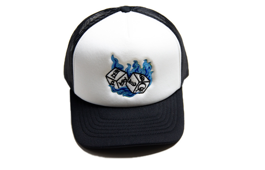 Hot Shooter Trucker Hat (White/Blue)